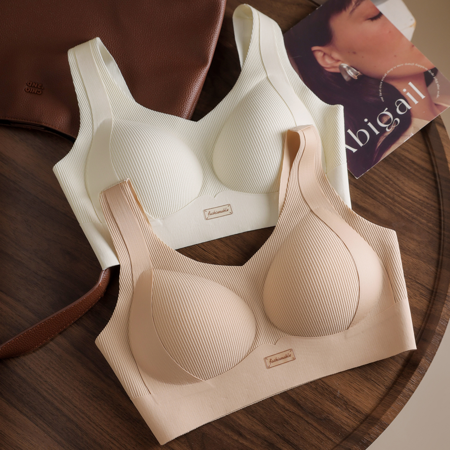 秋冬内衣背心式美背无痕无扣套头全固定杯聚拢文胸无磁无金属胸罩