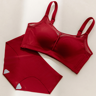 女抹胸防走光文胸结婚新娘胸罩 2026新款 爆款 本命年马内裤 内衣套装
