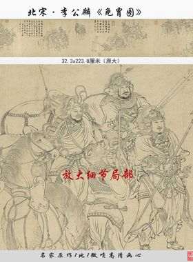 李公麟图胄图临摹白描线稿