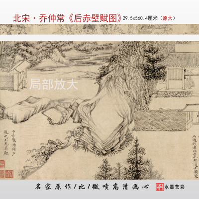 宋代乔仲常后赤壁赋图临摹画稿