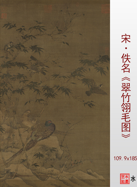 宋代佚名 翠竹翎毛图 微喷打印宋代花鸟山水画临摹画稿复制画心