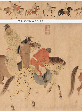元 任仁发 五王醉归图 元代人物仿古画临摹画稿范本微喷装饰画心
