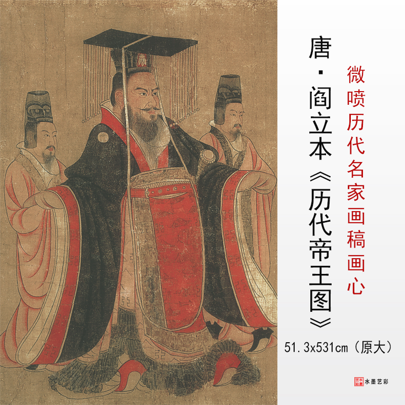 唐阎立本历代帝王图高清复制唐代名家工笔人物画临摹画稿底稿-封面