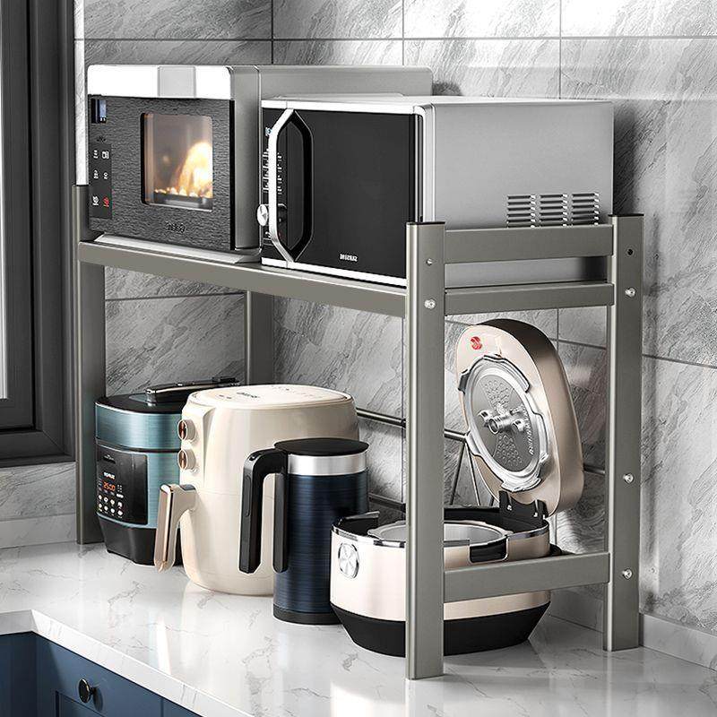 厨房灶台上收纳置物架多功能可伸缩微波炉电饭锅烤箱架空气炸厂家