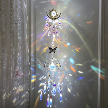太阳风铃阳光捕手日月同辉水晶挂件手工diy材料创意挂饰室内装饰