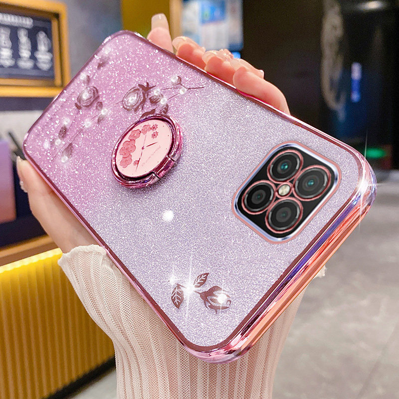 华为nova8se手机壳玫瑰花支架