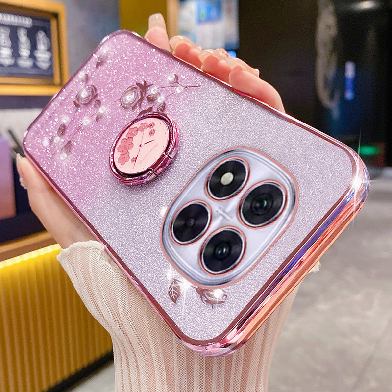 艾欧芭适用红米note15pro十手机壳小米redminote15por保护硅胶套5g全包防摔软壳redmi闪粉玫瑰加指环支架花钻