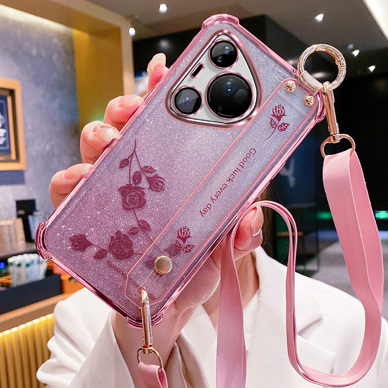 适用华为pura80pro手机壳花挂绳