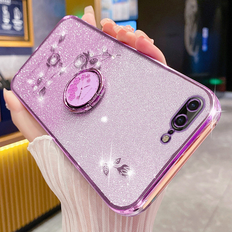 适用于苹果8手机壳iPhone7Plus保护硅胶套ip8全包i7防摔ip7软壳7P闪粉玫瑰i8指环支架7sp外壳8sp新款puls花8p