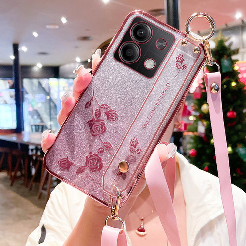 红米note13pro十手机壳玫瑰挂绳