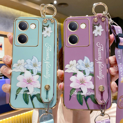vivoy100i手机壳百合花全包壳