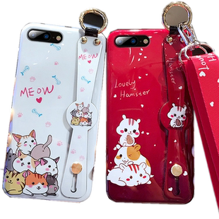 适用于iPhone6plus手机壳苹果x新款苹果7plus腕带苹果8plus硅胶xs女款潮iPhone6/6s苹果6splus卡通挂绳iPhone