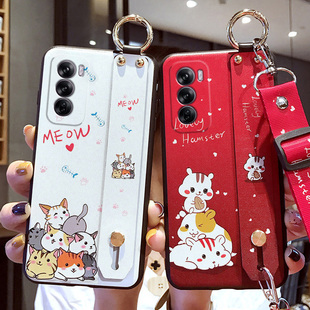 适用于opporeno12手机壳reno12pro腕带oppo保护硅胶套5G全包防摔PJV110磨砂软壳PJW卡通opporeon挂绳125g女0p