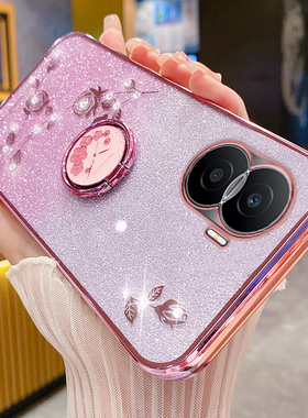 适用于华为荣耀x40i手机壳DIO一AN00保护硅胶套5G全包防摔honor软壳x4oi闪粉玫瑰DIOAN指环i5g女x支架40i花朵