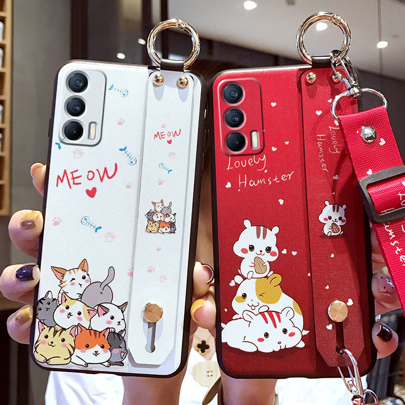 realmeV15手机壳卡通腕带全包壳