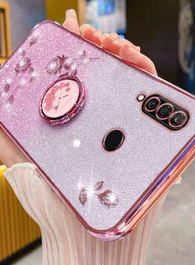 适用于华为荣耀20i手机壳honor20i保护硅胶套HRY一AL00ta全包ALOOta防摔t软壳ALOOT闪粉玫瑰指环支架花水钻创