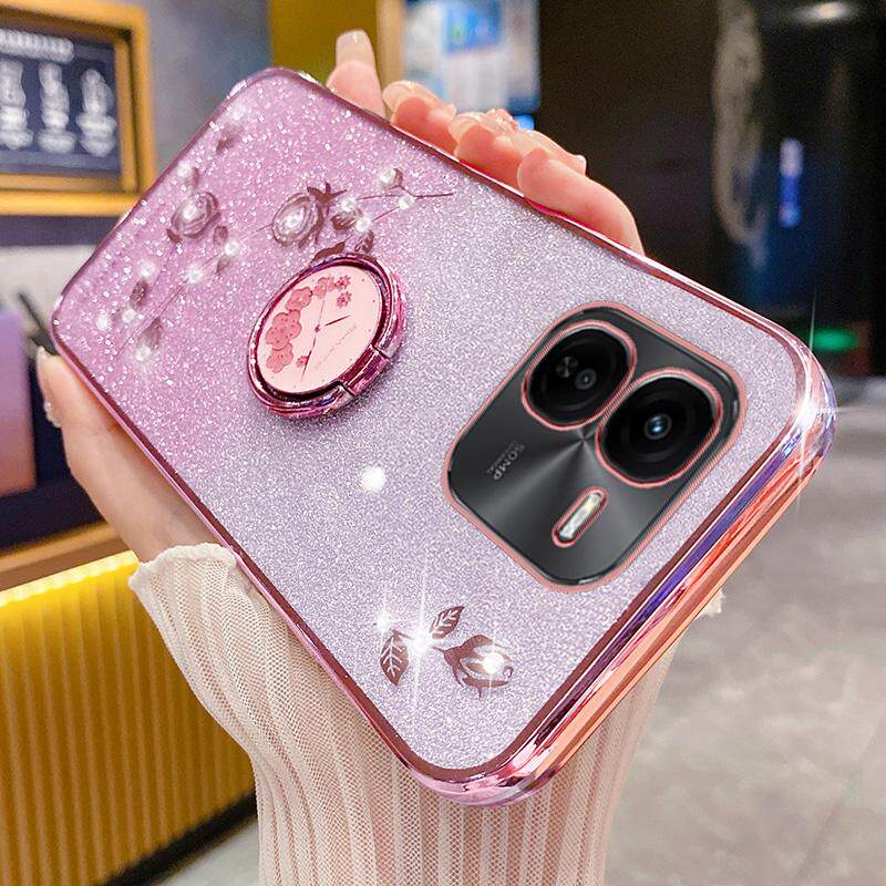 艾欧芭适用vivoy200十手机壳vivo保护y200加硅胶套5g镜头全包V2354A防摔软壳voviy闪粉玫瑰voy指环支架丫花钻