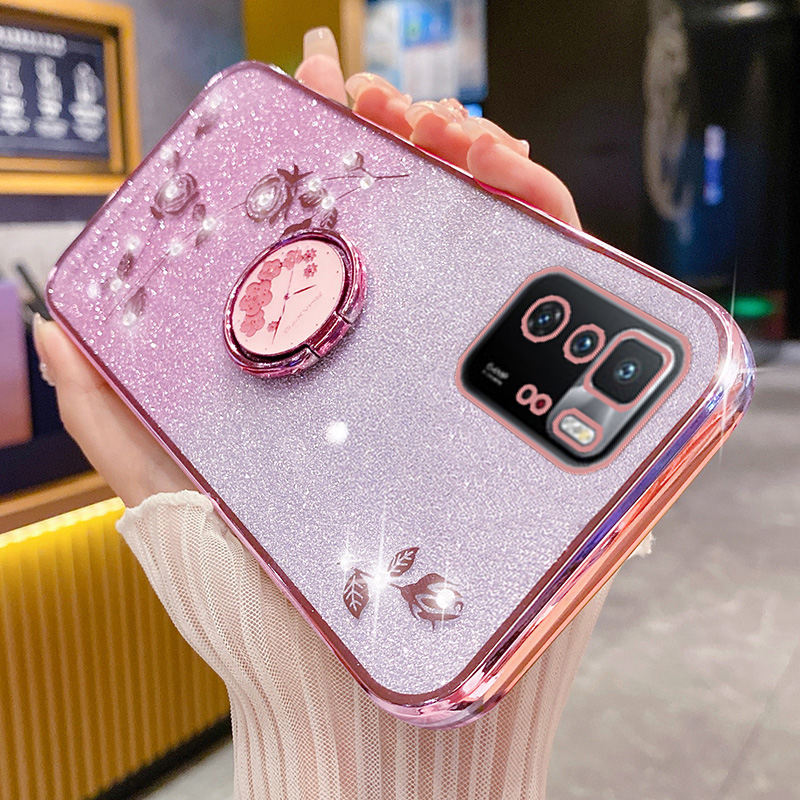 红米note10pro手机壳玫瑰花支架