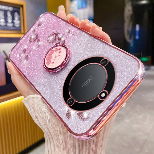 华为荣耀X40手机壳玫瑰花指环