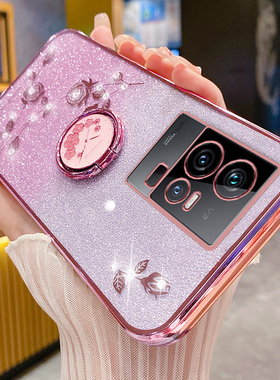 适用于vivoiqoo11手机壳iqoo11pro保护硅胶套vivo全包防摔V2243A软壳2254闪粉玫瑰vivoiq指环支架iq0011花por