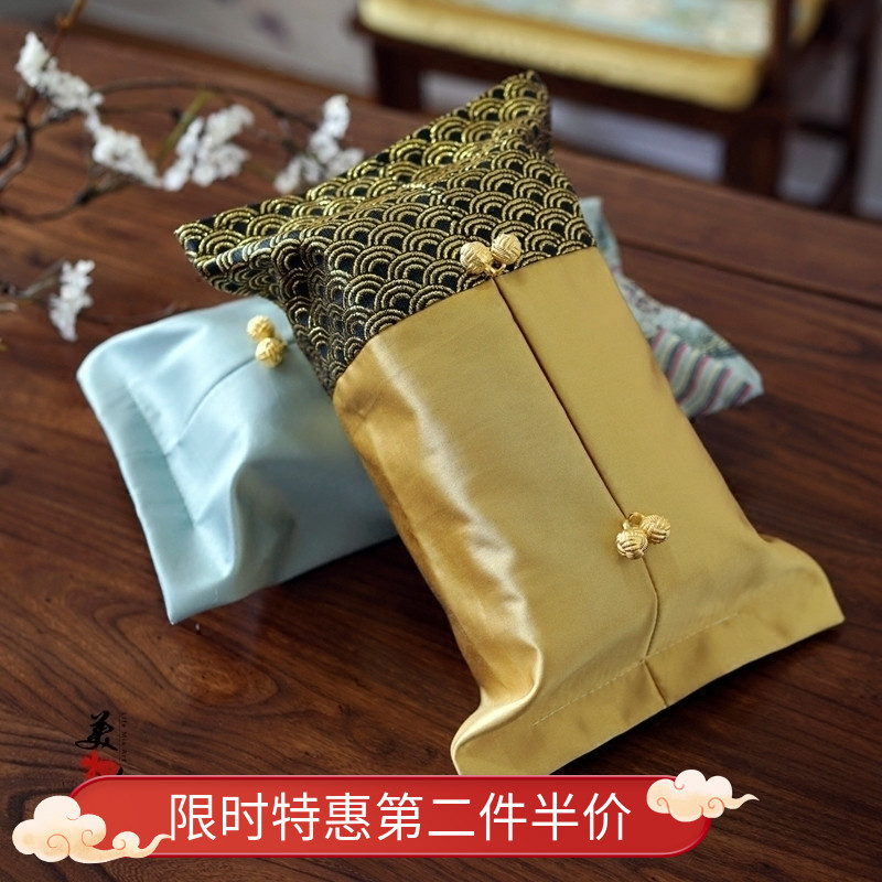 金色抽纸盒套纸巾盒套欧式车用车载新中式布艺纸巾纸巾袋套家用