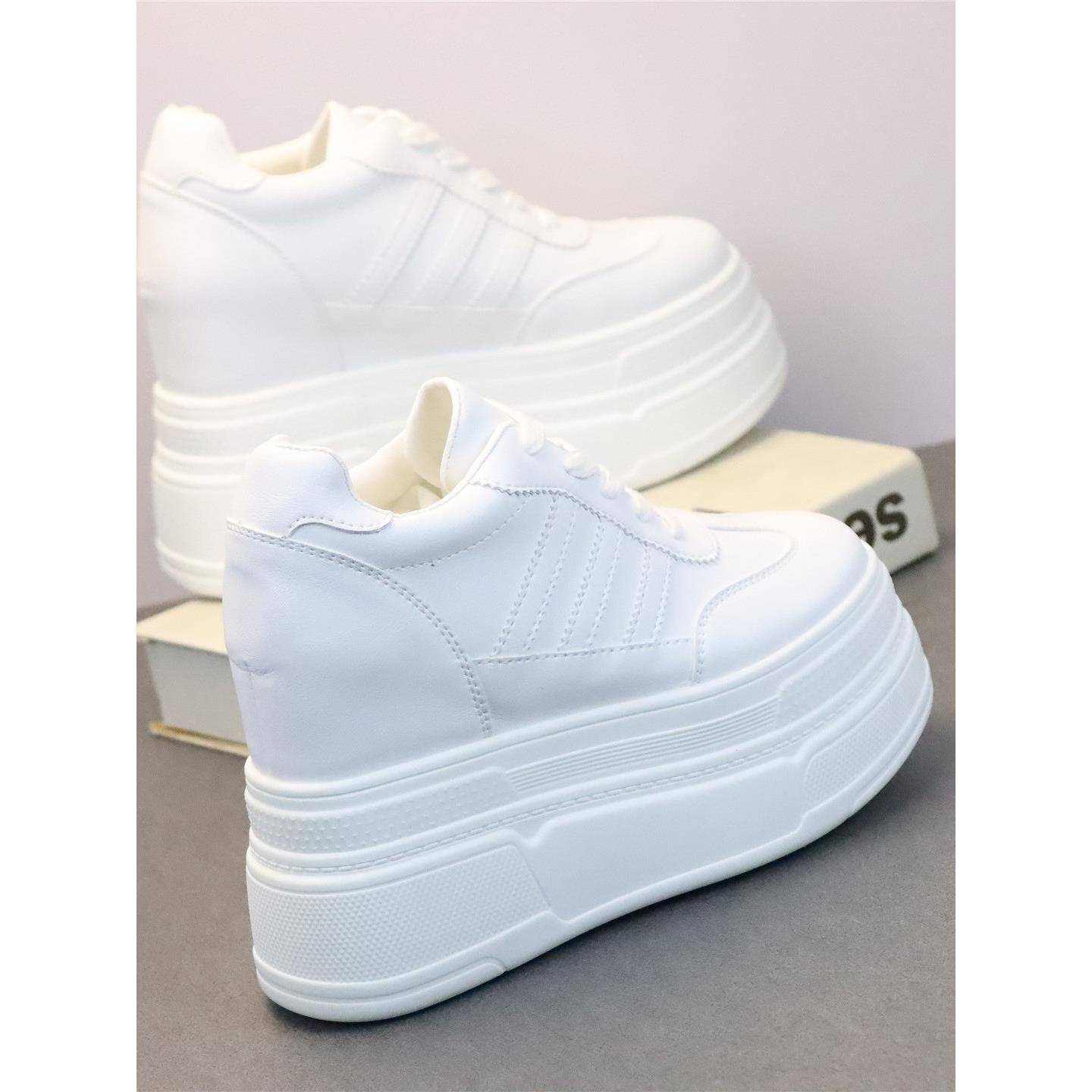 内增高女鞋小白鞋冬新款舒适圆头高跟12cm小个子休闲大码单1116w