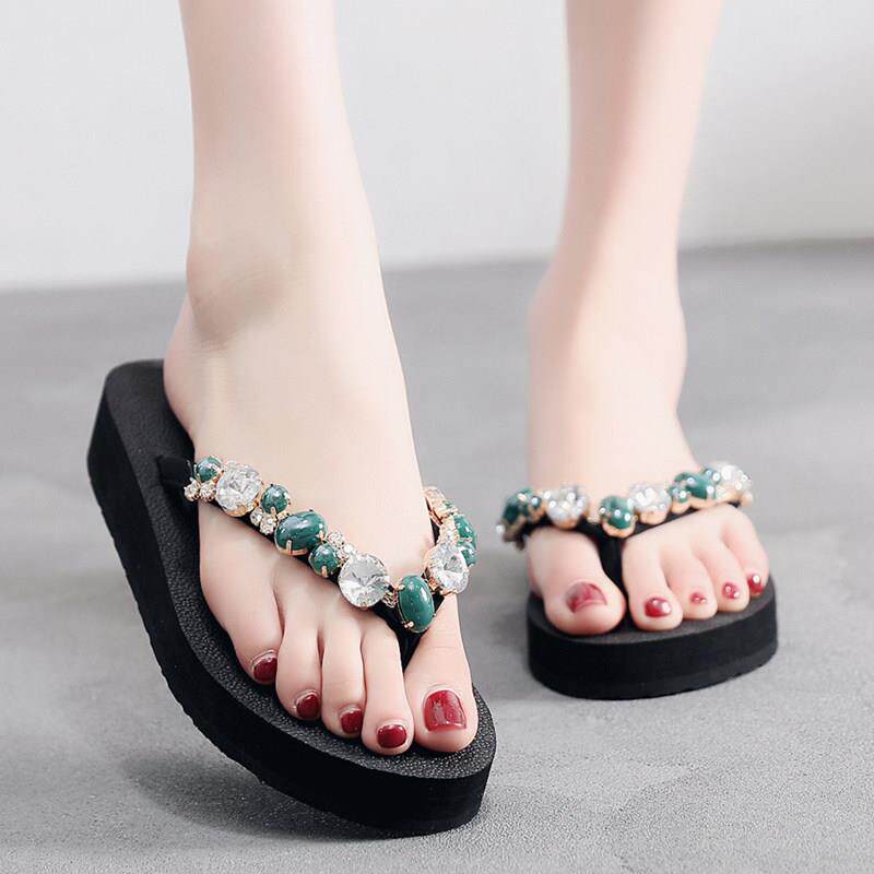 夏季平底拖鞋女厚底防滑人字拖坡跟外穿时尚夹角凉拖百搭网0418z