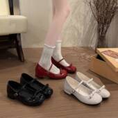 法式 仙女风圆头浅口玛丽珍鞋 女2026春秋新款 红色配裙子芭蕾0128r