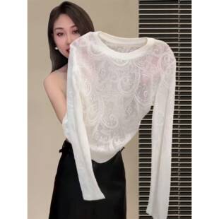 春夏感蕾丝打底衫 内搭白色上衣0319e4 女2026新款