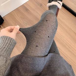 白丝袜1013z 袜女格雷系深灰色打底袜裤 秋冬款 波点烟灰色连裤
