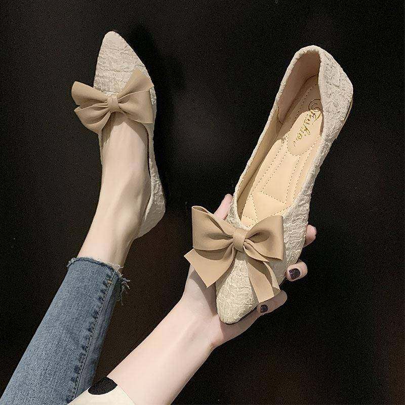 春秋尖头包鞋女2026新款百搭平底蝴蝶结一脚蹬仙女温柔豆豆0125z,女鞋,勃肯鞋/软木鞋,淘宝优惠券,粉丝福利购,淘宝优惠卷