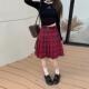 红格子高腰百褶裙2026夏季 学院风裙格子裙显瘦A0206r