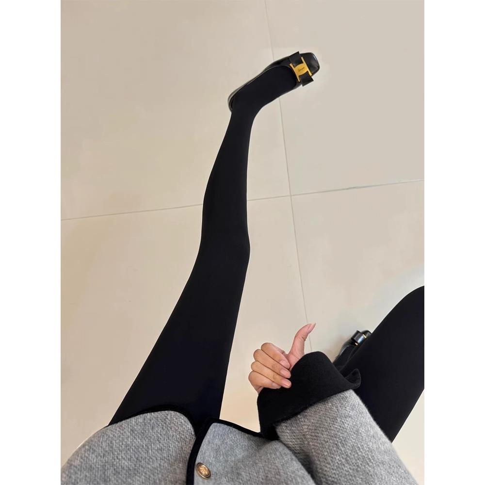 黑色打底裤女外穿秋冬加绒加厚紧身配裙子的袜裤不掉档踩脚1008r