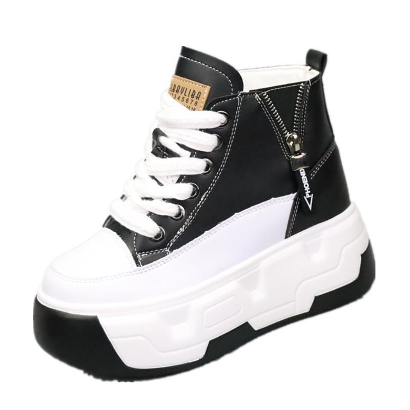 冬新款时尚高跟气质外穿10cm系带小白鞋增高显瘦cm大码女鞋1116w