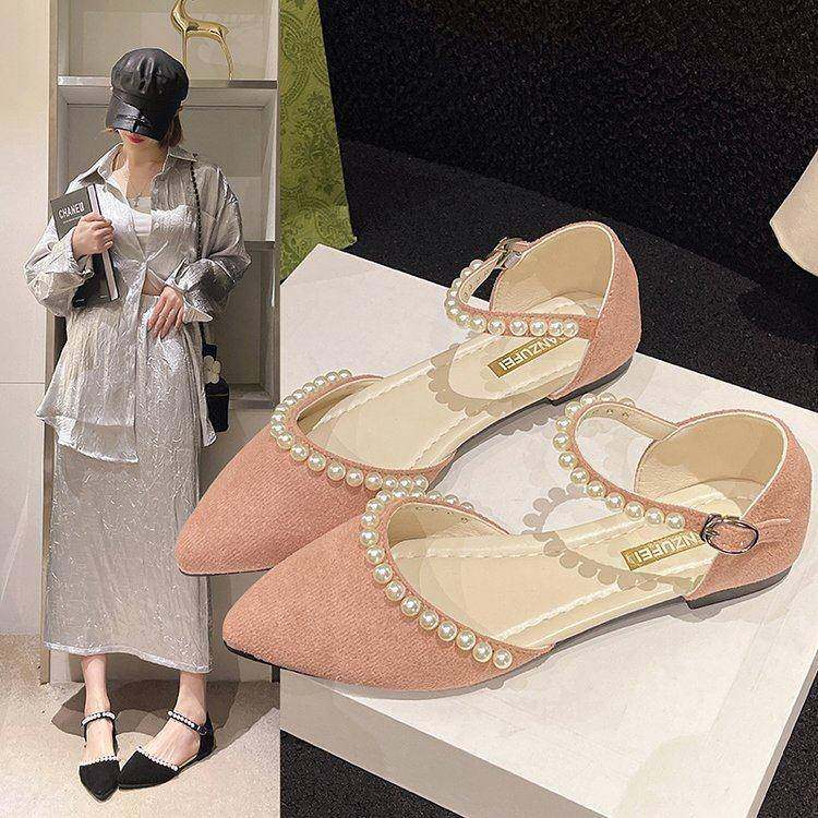 春秋包头凉鞋女2026年新款法式珍珠尖头平底配裙子单鞋0125z,女鞋,勃肯鞋/软木鞋,淘宝优惠券,粉丝福利购,淘宝优惠卷