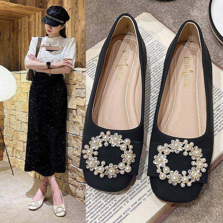 春秋2026年女性低跟平底鞋新款温柔时尚珍珠厚跟豆豆鞋多功0125z,女鞋,勃肯鞋/软木鞋,淘宝优惠券,粉丝福利购,淘宝优惠卷