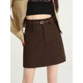 2026新款 咖色西装 半身裙女春季 小个子高腰显瘦防走光辣妹a字0206r