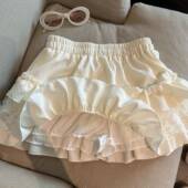 蕾丝拼接蛋糕半身裙女春秋2026新款 蝴蝶结小个子a字辣妹蓬蓬0206r