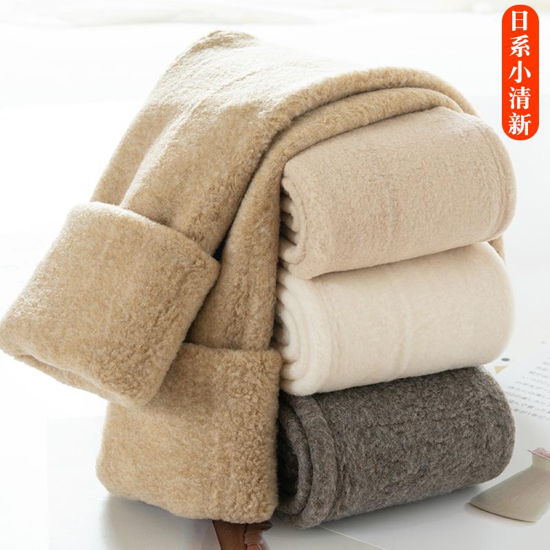 加绒打底裤女外穿冬紧身加厚踩脚保暖裤浅色连裤袜女1127w