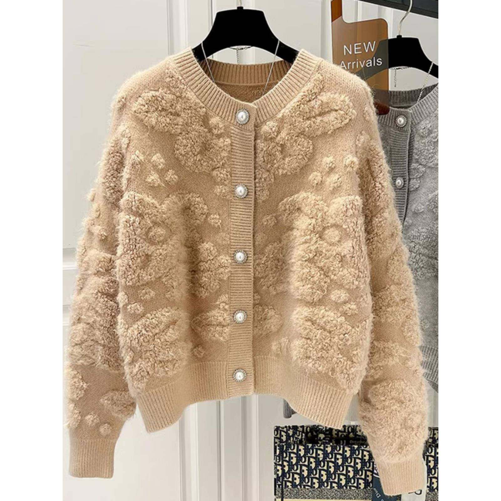 秋冬开衫针织品2025季k型新款女式宽松冬短加厚针织品夹克长1217w