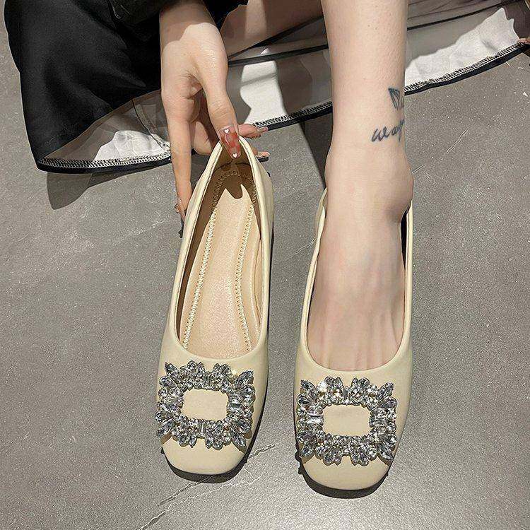 春秋女式中跟平底鞋2026新时尚莱茵石方扣厚跟百搭优雅浅口0125z,女鞋,勃肯鞋/软木鞋,淘宝优惠券,粉丝福利购,淘宝优惠卷