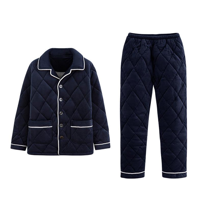 秋冬珊瑚绒三层夹男士睡衣新款加厚加绒保暖家居服套装可外1114z