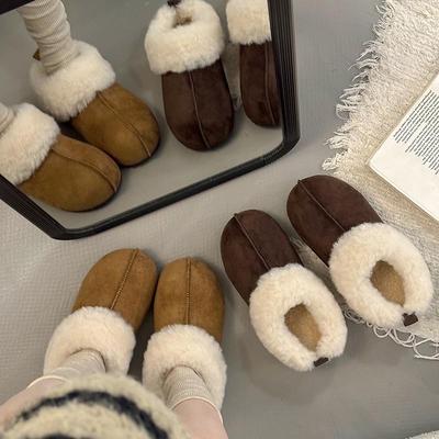 新款春秋厚底增高加绒勃肯鞋包头毛毛拖鞋女外穿2026靴拖鞋0120h