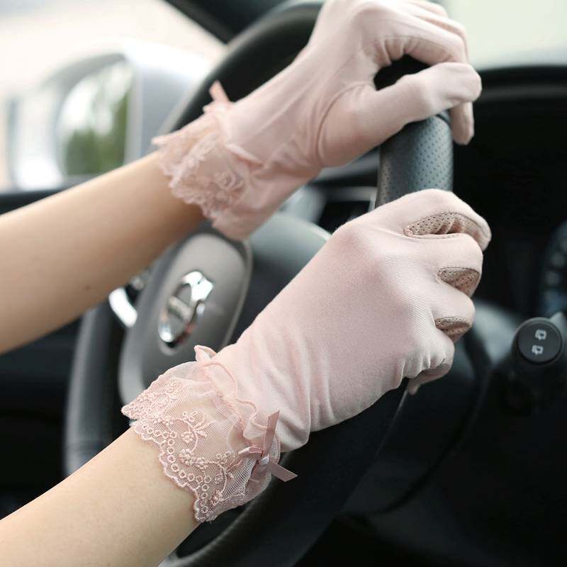 防晒手套女夏季薄款透气开车神器弹棉司机开车防滑短款0714q