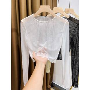 纱衣女0325z 蕾丝上衣薄款 春夏搭配吊带连衣裙内搭网纱打底衫 短款