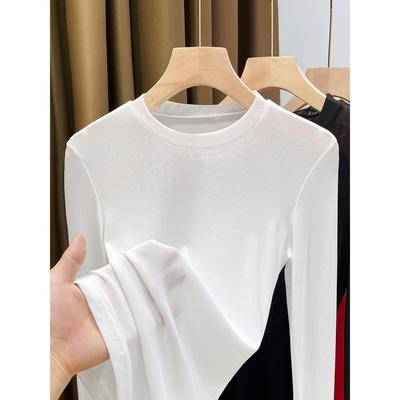 秋冬网纱长袖t恤女冬新款洋气小衫纱衣女吊带裙内搭打底衫1217w