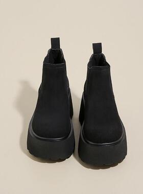 秋冬高档女短靴松糕厚底2025季新款小个子高跟机车烟筒靴1226k