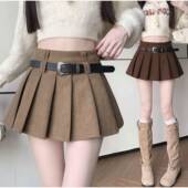 灯芯绒百褶裙女春新款 高腰显瘦a字短裙小个子百搭半身0206r