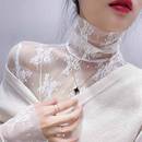 秋冬打底衫 甜美仙气洋气内搭感高领花边网1227e 蕾丝新款