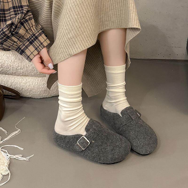 春秋毛呢包头拖女2026新款厚底百搭勃肯鞋外穿灰色半拖鞋0113z,女鞋,勃肯鞋/软木鞋,淘宝优惠券,粉丝福利购,淘宝优惠卷